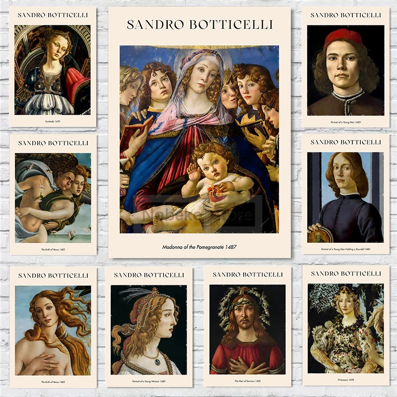 European Renaissance Painters Sandro Botticelli Works Poster Mythology Prints Canvas Painting Wall Art Pictures Home Room Decor