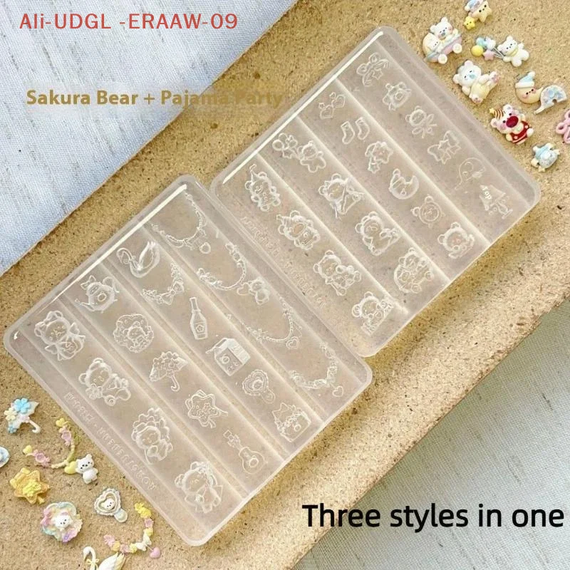 Molde de oso de silicona 3D de dibujos animados, decoración artística de uñas, diseño artesanal, molde de uñas de silicona de alta transparencia, 1 ud.