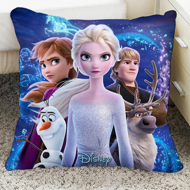 Disney-funda de almohada de Frozen para niñas, cobertor decorativo de almohada para cama, sofá, regalo de cumpleaños para niños, 40x40cm