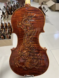 Hand Carved Dragon/Loong Back 4/4 Violin 4/4 Cкрипка كمان / Rare Carving / Antique Varnish Finish