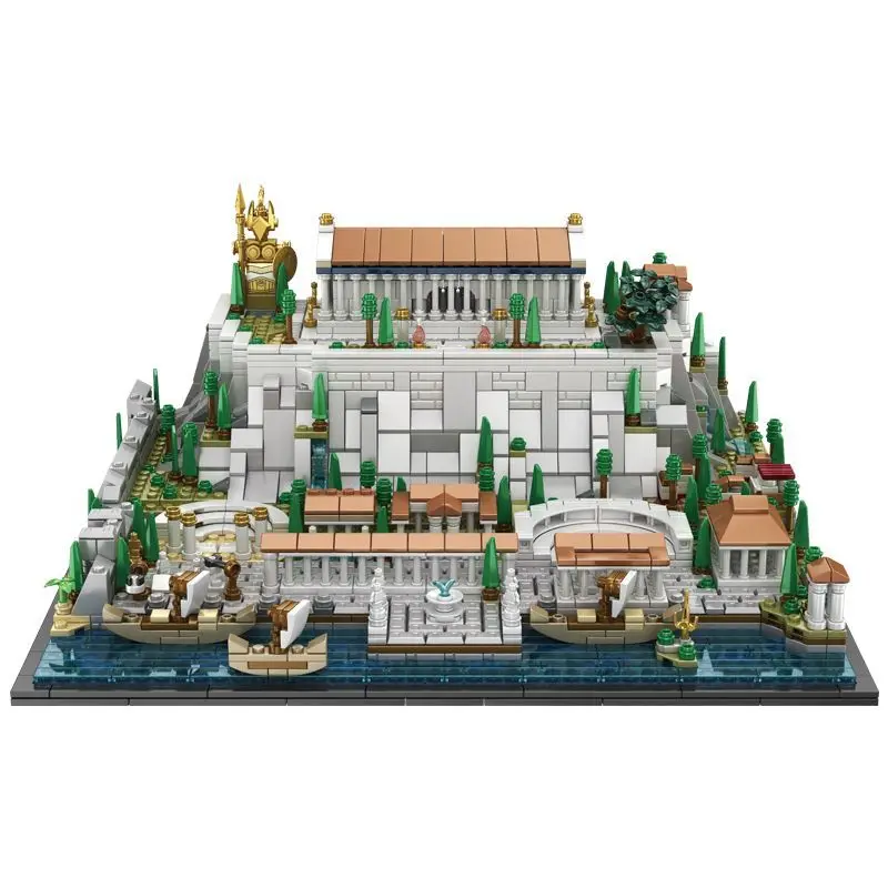 MOC Castle Greece Acropolis of Athens Amphitheatre Building Block Kit Modular Castle Tower Architecture Brick Model Toy Kid Gift