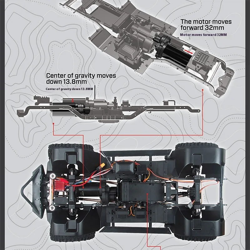 New Yk4082 Wrangler Remote Control Climbing Car 1/8 Professional Rc Four Wheel Drive Differential Lock Shifting Off Road Car