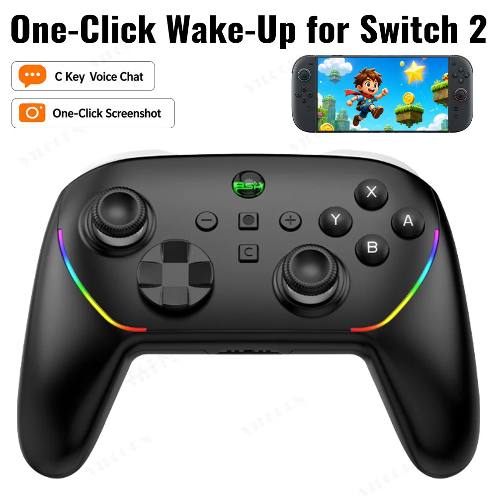 

VILCORN S13 Wireless Controller for Switch 2, Dual Hall Joystick Gamepad with One-Key Wake-Up, C Chat Key, 3.5mm Headphone Jack