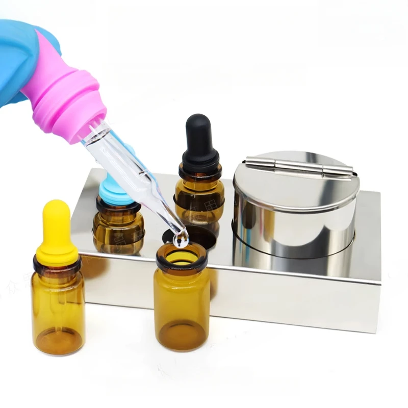 Dental Materials Stainless Steel Drop Bottle Set 4 Sets Drop Bottle Color Suction Cotton Cylinder Medicine Bottle Holder
