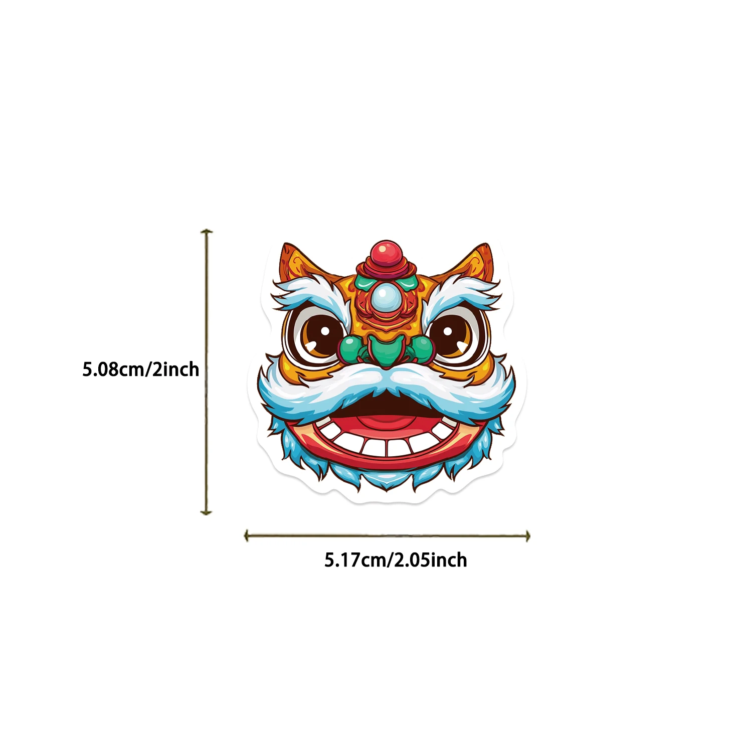 สติกเกอร์ลายสิงโตเต้นรำแบบจีน 50 ชิ้น สติกเกอร์การ์ตูน PVC สไตล์สร้างสรรค์ ลายสิงโตต้อนรับปีใหม่ สำหรับตกแต่งเคสมือถือ