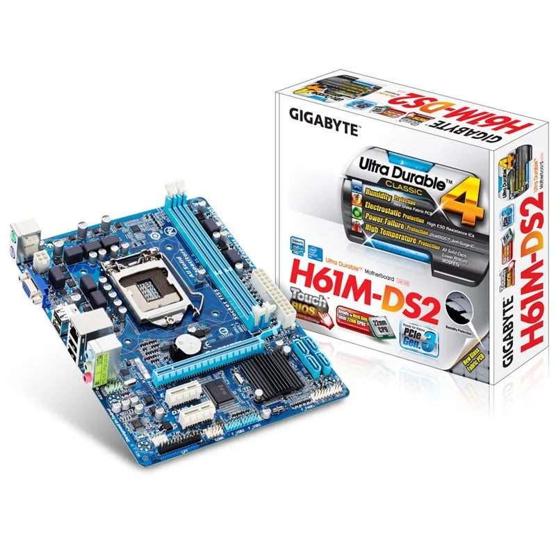 NEW,GIGABYTE GA-H61M-DS2 Desktop Motherboard H61 Socket LGA 1155 i3 i5 i7 DDR3 16G uATX UEFI BIOS Original H61M-DS2 NEW