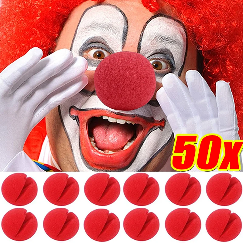 50/3Pcs Red Sponge Clown Nose Foam balls Circus Cosplay Halloween Costume Festival Make Up Supplies Party Wedding Decoration