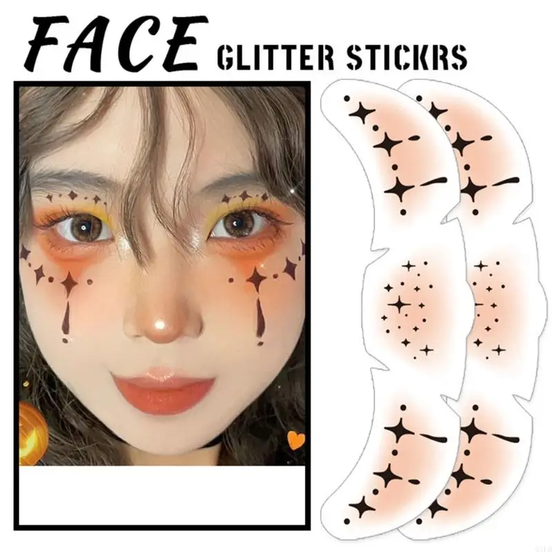 Q1FB 10pcs Halloween Face Sticker Sheets Frecles Feprecles Freacles Frecles مؤقت