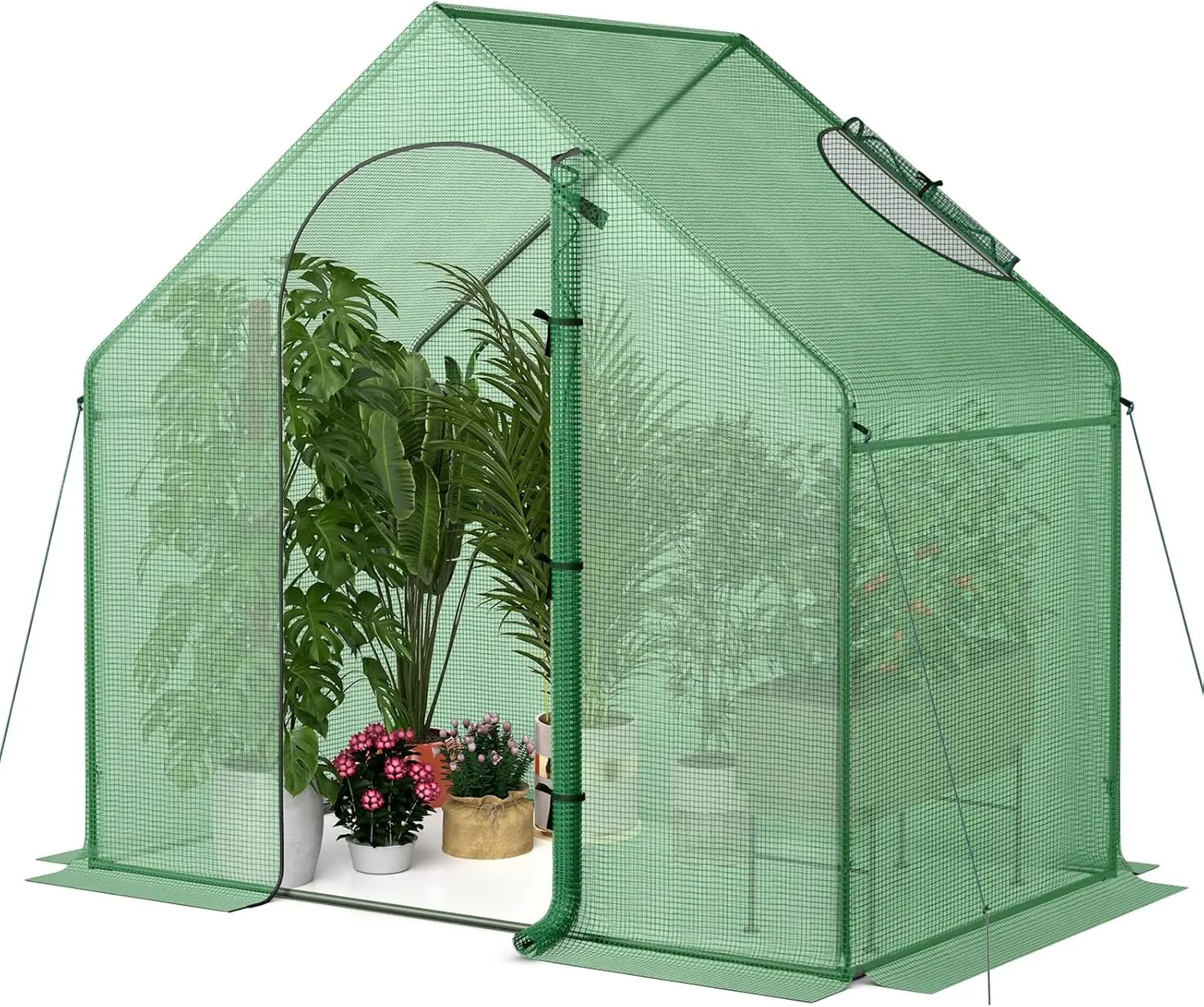 Happygrill 6 X 3 X 5.5 Ft Walk-In Greenhouse, Portable Outdoor Greenhouse For Winter W/ Pe Cover, Rustproof Pe-Coated Metal