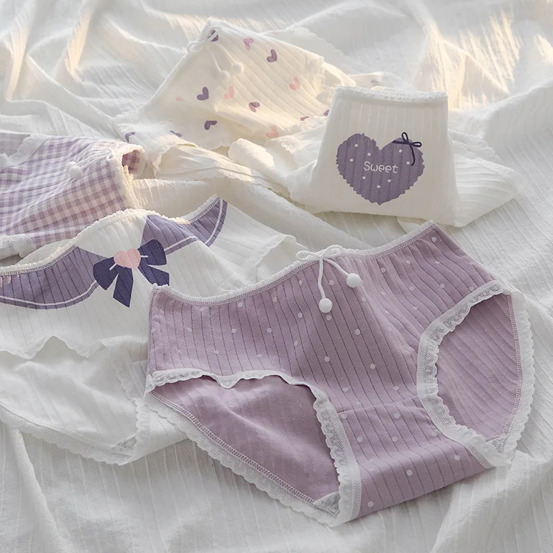 new delivery women sexy panties female briefs women underwear cotton young girl clothes  M L XL wholesales fashion purple bow