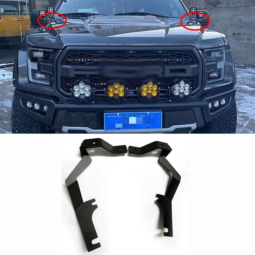 

2pcs A-pillar LED Pod Light Mounting Brackets For Ford F150 Raptor 2015-2020 Hood Ditch Led Work Lights Bracket 4x4 Offroad
