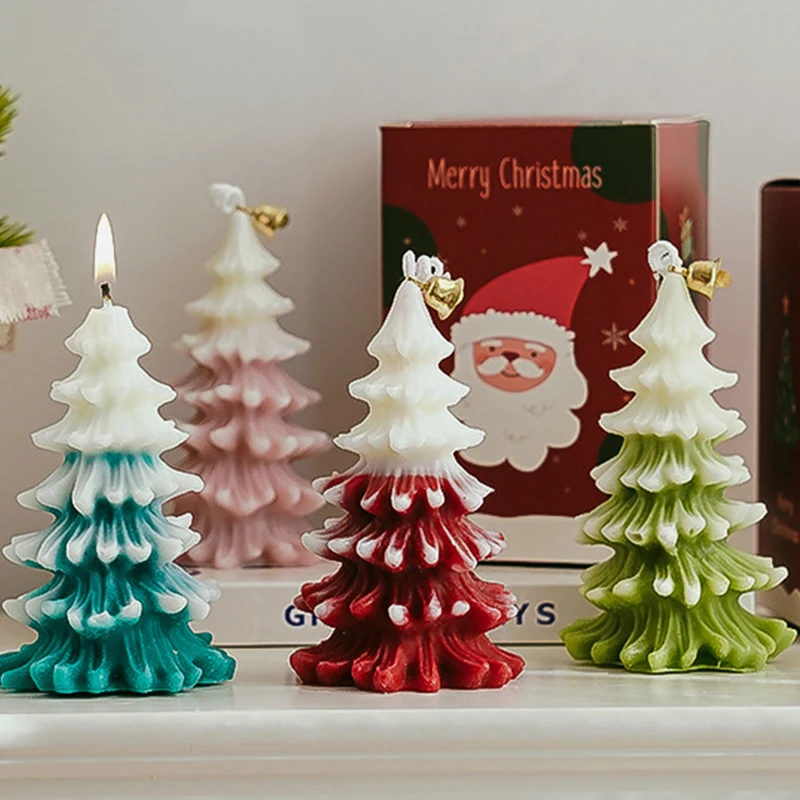 3D Xmas Tree Shaped Candle Christmas Aromatherapy Scented Candles Decoration for Home Navidad New Year Decor Friends Gifts