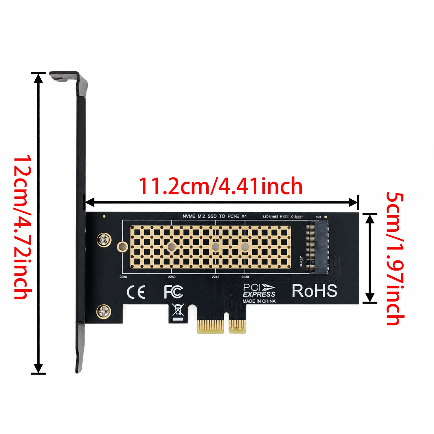 M.2 NVMe to PCIe X1 Expansion Card, 2230 2242 2260 2280 SSD Adapter for X1 X4 X8 X16 Desktop Motherboard Slots