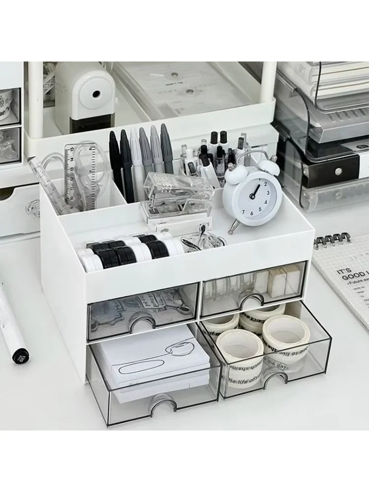 1 pc Multi-functional desktop storage box with drawers, office stationery storage box, vanity cosmetics storage box