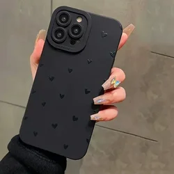 Black Love TPU Soft Case for iPhone 16 15 14 13 12 11 Pro Max XS XR 7 8 Plus Shockproof Cover Screen Protector Casing