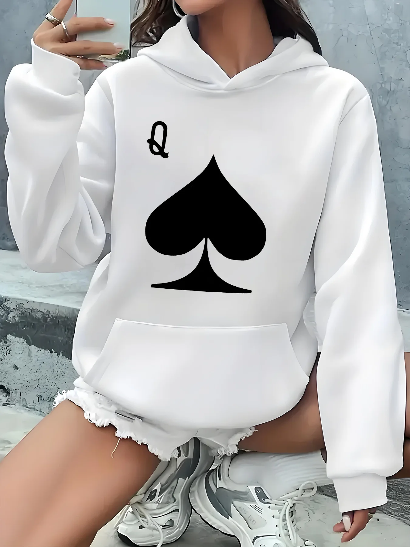

Poker Spades Graphic Printing Autumn and Winter Cotton Men's and Women's Hoodies Casual Outdoor Street Sports Training Brand