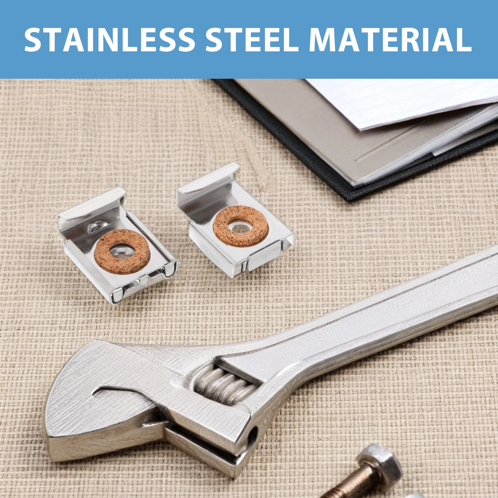 

1Set Stainless Steel Mirror Clips Square Design Durable Easy Install Heavy Duty Mounting Hardware Home Office Commercial