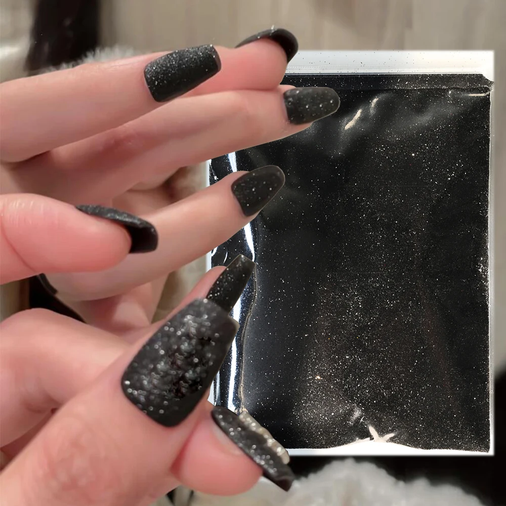 10g Flash Black Nail Sugar Glitter Powder Super Fine French Chrome Black Candy Coat Nails Sweater Design DIY Manicure Decor&^HK6