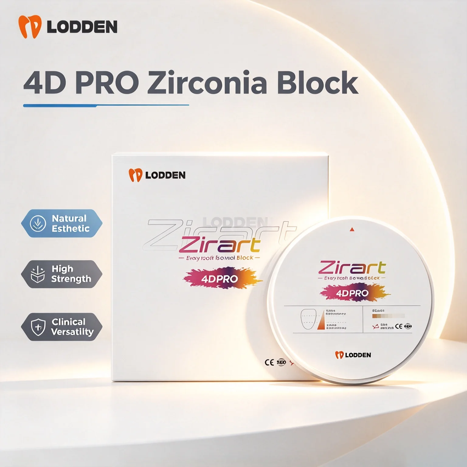 Lodden 4D PRO Zirconia  98mm Block Dental Lab Zirconia Multilayer Block Disc for CAD CAM Vita16 Dental Dentistry Material