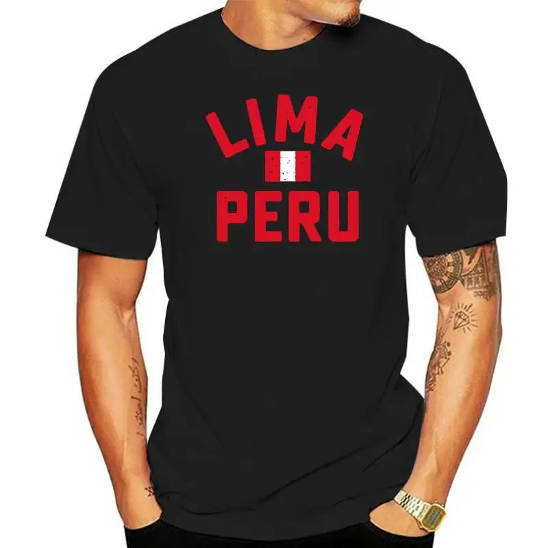 Fashion Lima Peru City Flag Design Shirt Tshirt Men Humor Women Tee Shirt Round Neck Streetwear