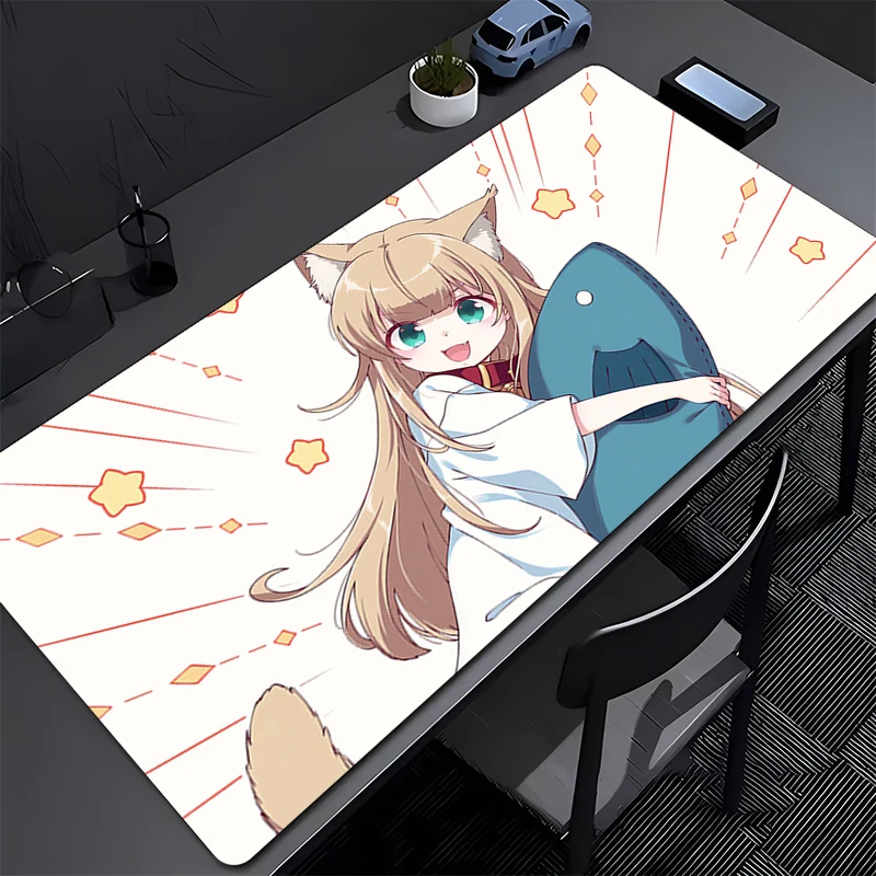 Tapis de souris ordinateur de bureau Kawaii Anime chat fille bureau tapis de souris ordinateur portable mignon k-kinako Gamer clavier tapis PC tapis de souris de jeu cadeau