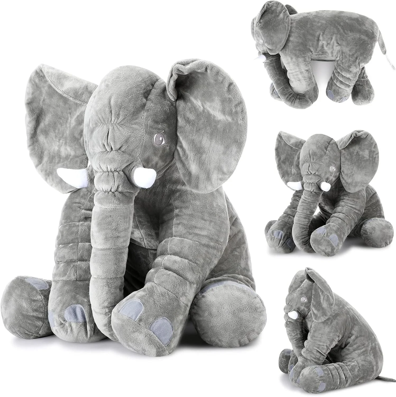 

Fuzzy Large Elephant Stuffed Animal, Adventure Stuffed Elephant Toy, Brave Boy's and Girl's Room Elephants Plush Decor Kids Gift