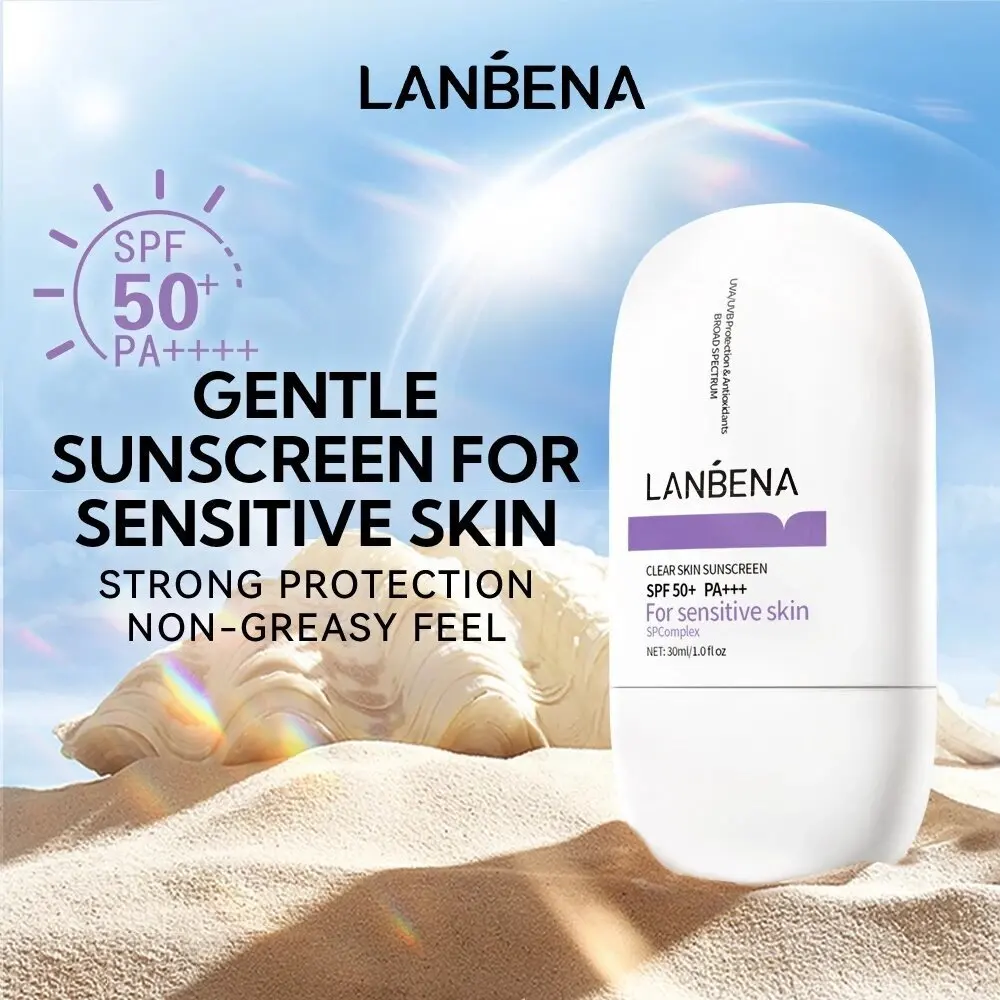 

LANBENA Освежающий солнцезащитный крем для кожи SPF50+ PA +++ для чувствительной кожи SPComplex Успокаивающий восстанавливающий увлажняющий солнцезащитный крем 30 мл
