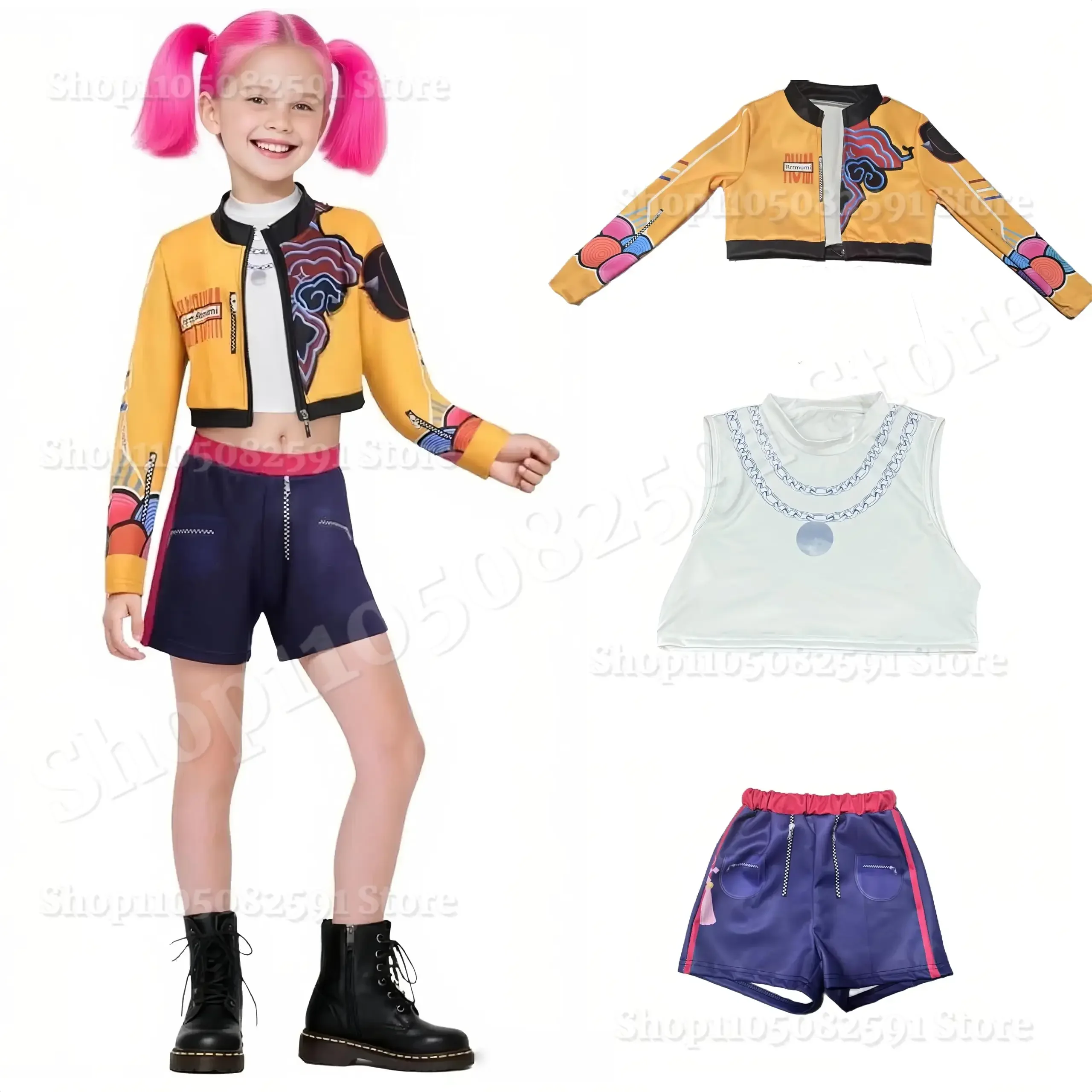 

Kids K-Pop Demon Hunters Costume Zoey Rumi Mira Cosplay Pop Singers Womens Halloween Outfits with Accessories