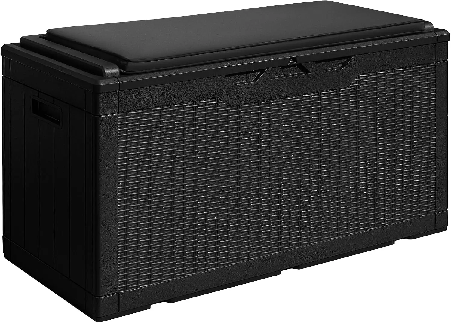 100 Gallon Waterproof Large Resin Deck Box Outdoor Storage Box Indoor Lockable Storage Container With Cushion For Patio Furniture Garden Pool Cushions Black