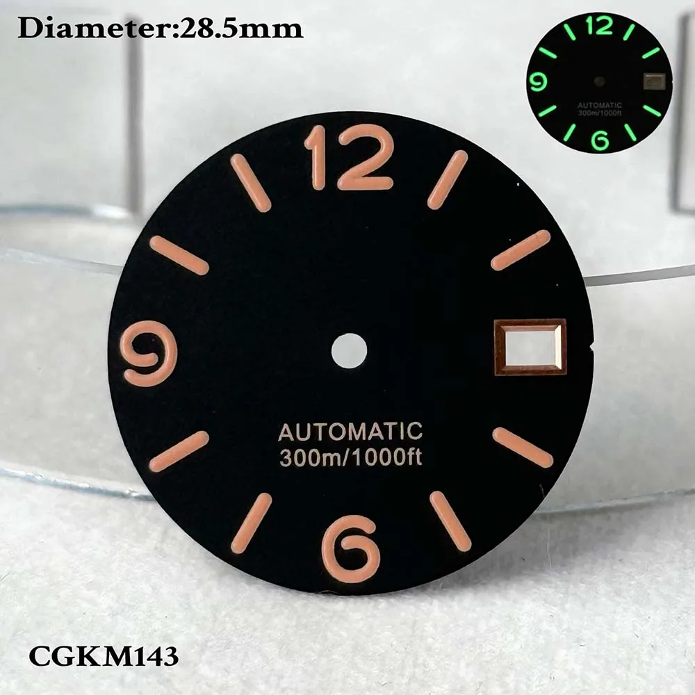 28,5 mm retro digitale groene lichtgevende enkele kalender zonder logo wijzerplaat NHdial35 wijzerplaat uurwerk horlogemodule op maat gemaakte accessoires