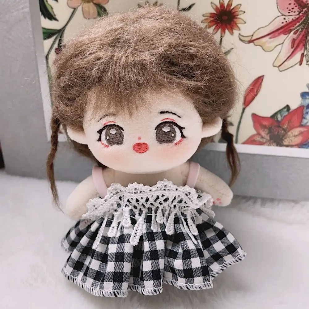 Toy Outfit Grid 10cm Cotton Doll Clothes JK Skirt Lace Doll Clothes Dress Suspender Summer Plush Toys Clothes Kids Girls Toys