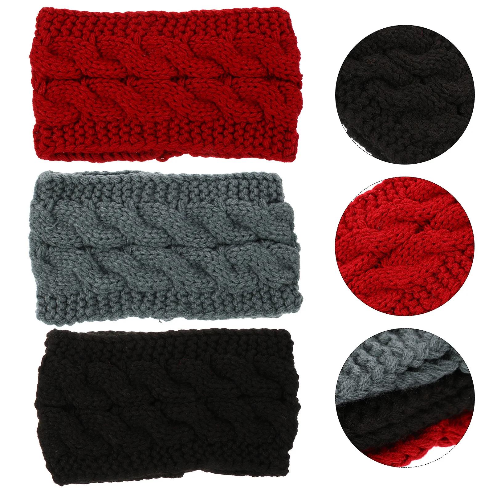 

3Pcs Women Knitted Headband Warm Hair Band for Mask Use Soft Elastic Knit Band for Hiking Camping Winter Chill Defense