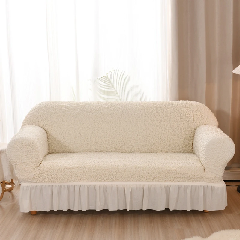 High Quality Seersucker Sofa Cover for Living Room Sofa Skirt Anti-Dust Unique Soft Slipcover for Sofa Couch Cover 1/2/3/4 Seats