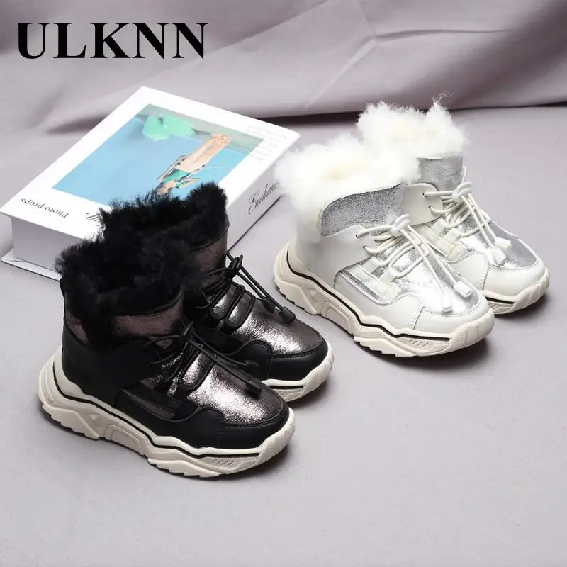 

Children silver Snow Boots Boy's Movement Cotton Shoes Girl With Thick Warm Cotton Boats New Leisure Children's Shoe In Winter