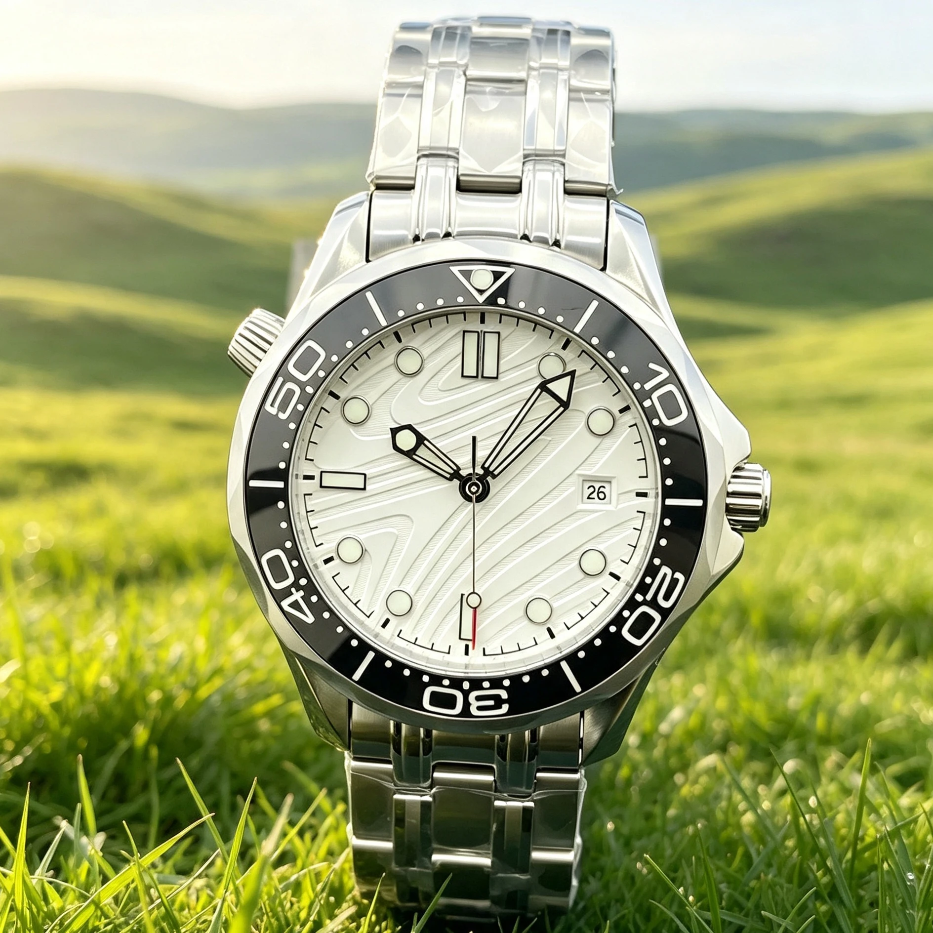 40.5mm Men's Automatic Mechanical Watch, Water-Resistant With Luminous Calendar, Available With Option of 8215/1612 Movement