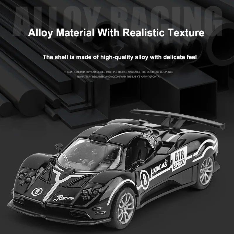 High-simulation Alloy Sports Car Model Double-door Inertia Pull-back Racing Car Toy Desktop Ornaments Children's Birthday Gift