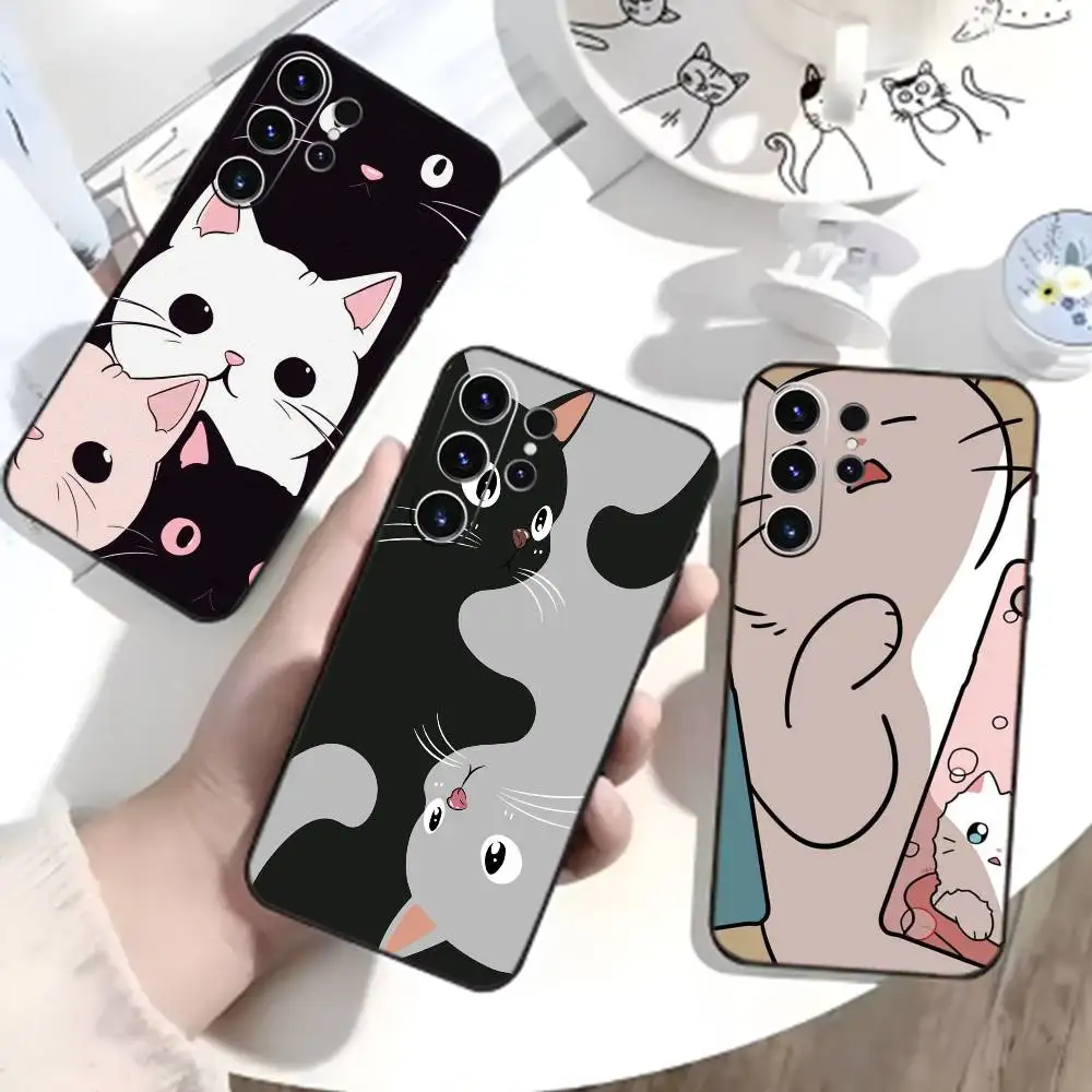 

Funny Cat Cute Animal Phone Case For Samsung S26,S25,S24,S23,S22,S30,S21,Ultra,Plus,FE 5G Black Soft Cover