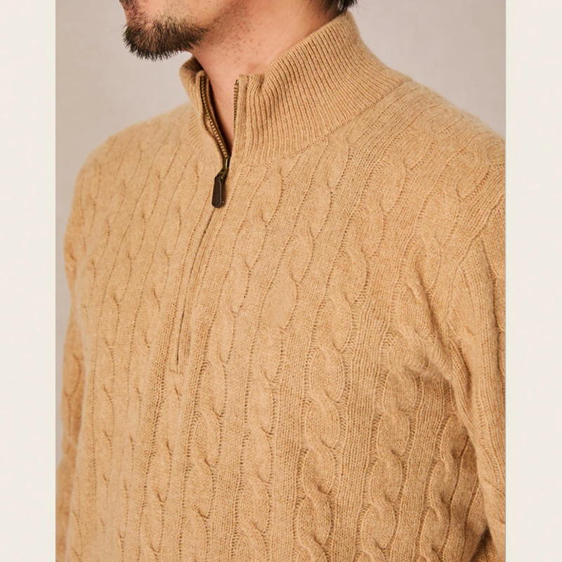 Firmranch 레트로 하프 터틀넥 지퍼 스웨터 점퍼 남성용 여성용 니트 트위스트 위빙 저지 풀오버 비즈니스 캐주얼웨어