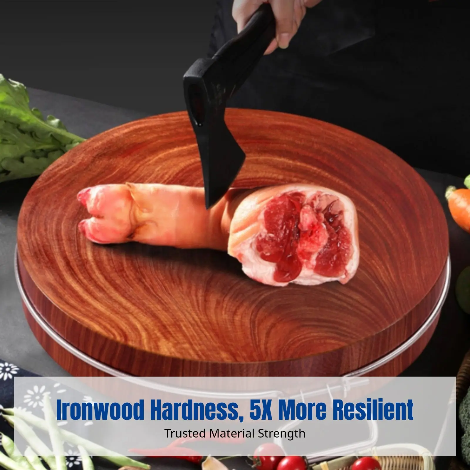 

Прочная разделочная доска из железного дерева, толстая антибактериальная круглая доска для дома и ресторанов