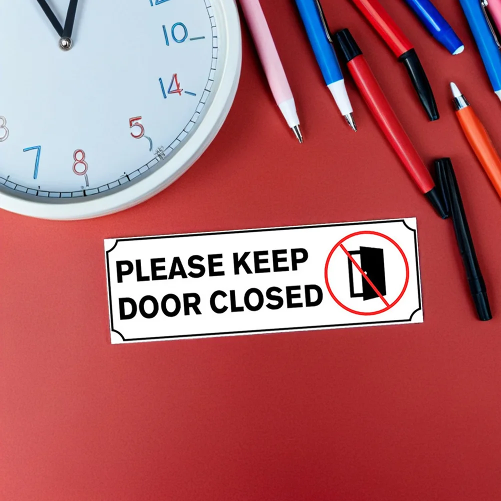 

4Pcs Please Close Door Sign Decal Waterproof PVC Sticker Door Safety Reminder for Office Storage Room Airconditioned Space