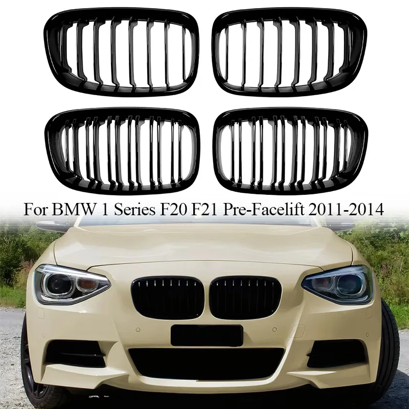 

Car Front Bumper Racing Grille Front Kidney Dual Line Grilles for BMW 1 Series F20 F21 2011-2014 Car Front Grill Replacement