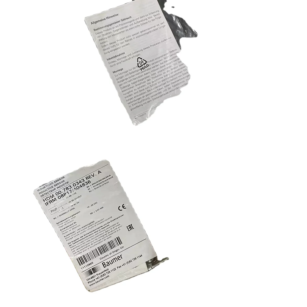 

Original Speedmaster102 CD102 Sensor 00.783.0343 REV.A IFRM08P17/404836 for Heidelberg Inductive Sensor Delivery Section PNP