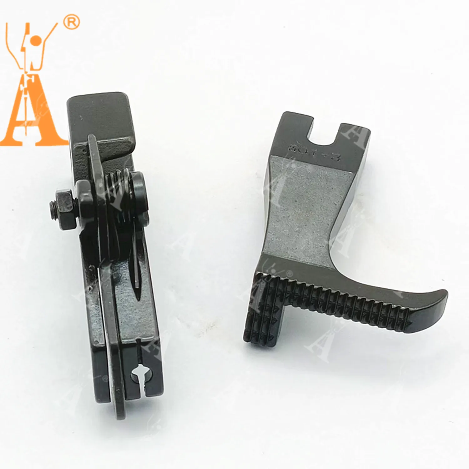 601-3 S569G نشاط السيارة المتزامن عالي ومنخفض توقف سستة خط ضغط قدم الضغط من جانب واحد مع سكين قطعة قدم الضغط في ماكينة الخياطة