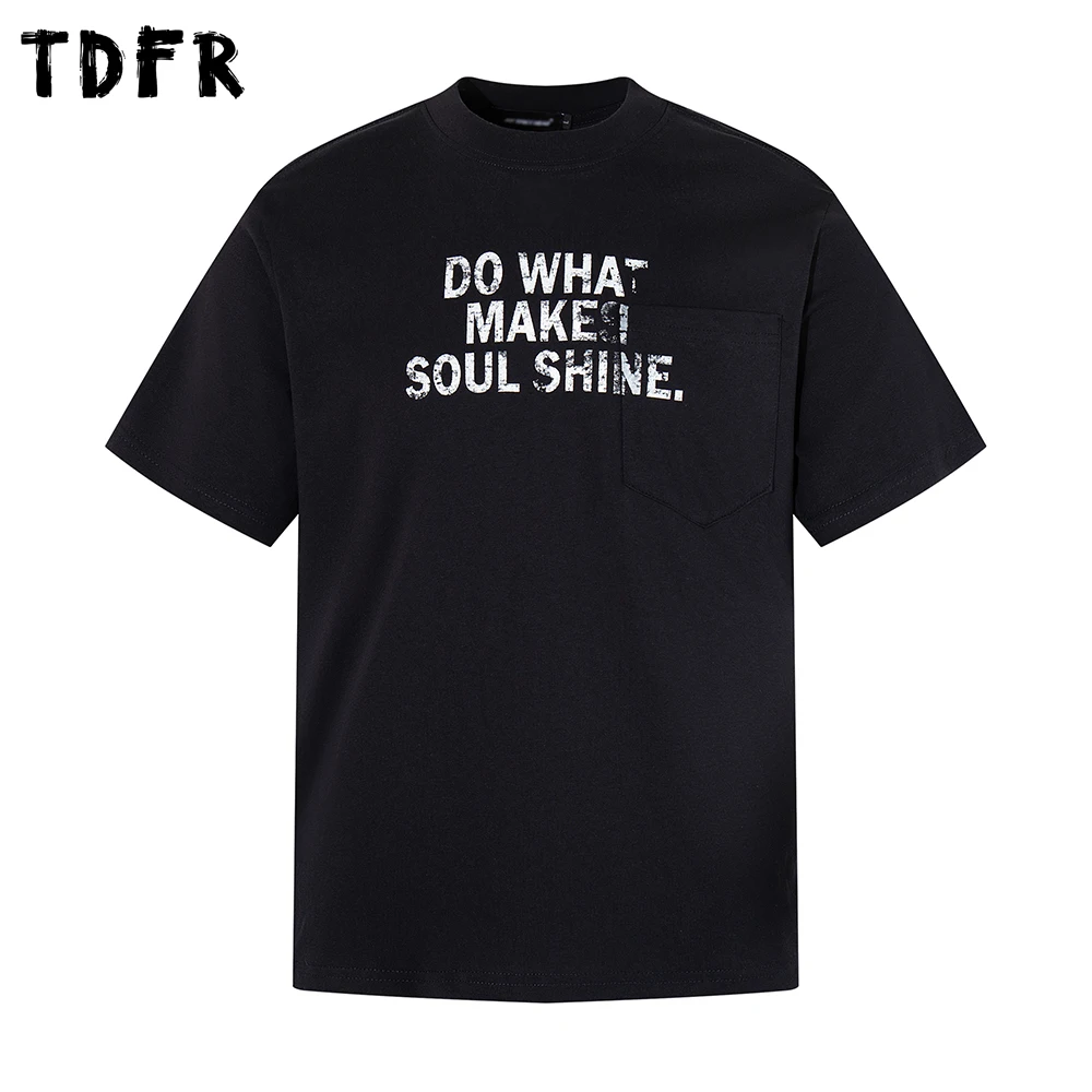 

Мужская футболка с коротким рукавом и принтом, летняя повседневная свободная футболка с круглым вырезом и карманом, хлопковая мужская футболка