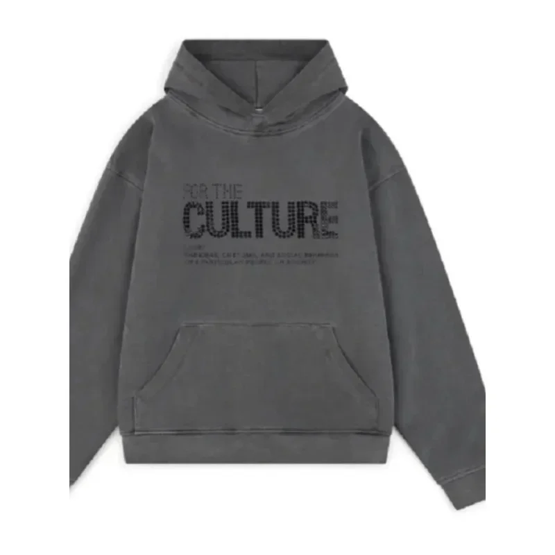 Für The Culture Hoodie, Unisex-Kapuzenpullover mit Kordelzug, Punktmatrix-Buchstaben-Design, Frontdruck, Hip-Hop-Streetwear-Pullover – Detail 5