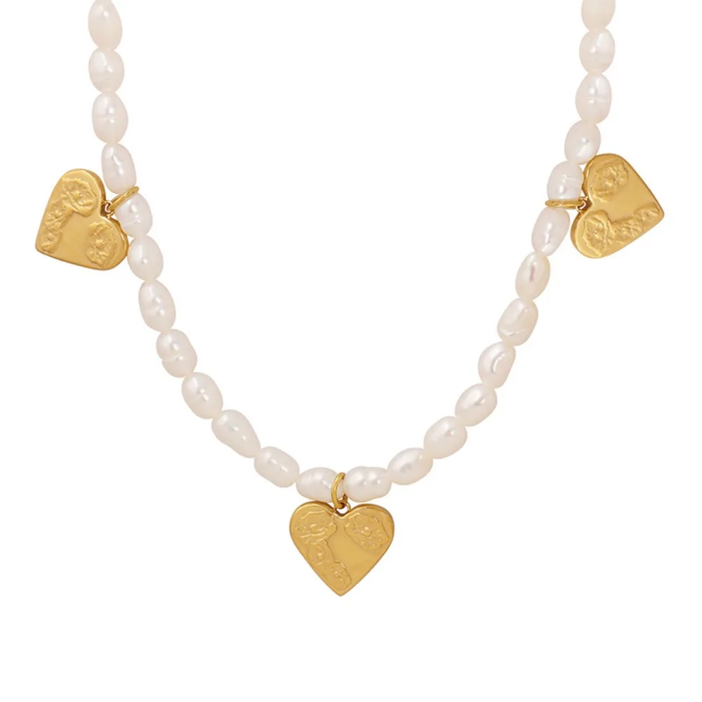 

Women's Necklace Ins Style Heart-shaped Pendant Pearl Collarbone Chain 34+7CM Fashionable Versatile Jewelry Accessory