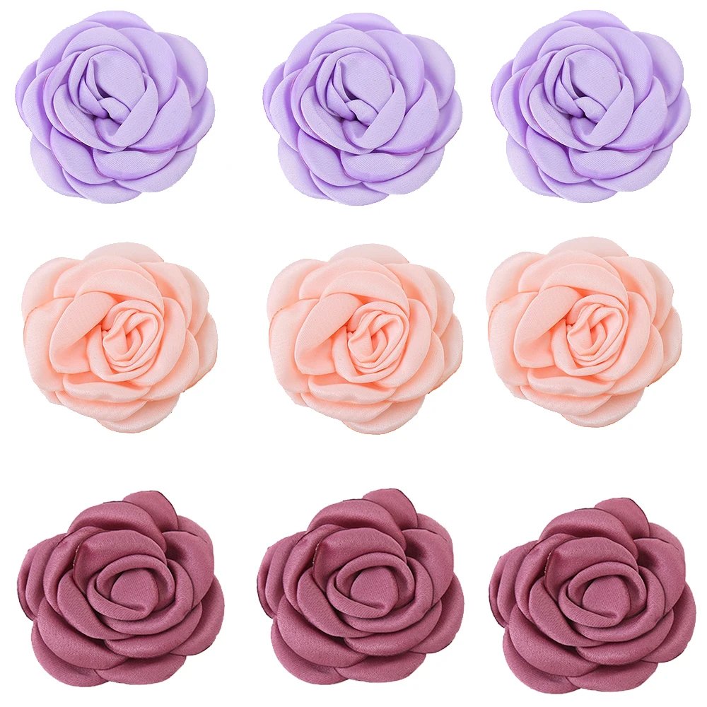 

10pcs/lot Soft Matte Satin Silk Flowers For Kids Hair Accessories Artificial Rolled Rosette Fabric Flowers For Headbands