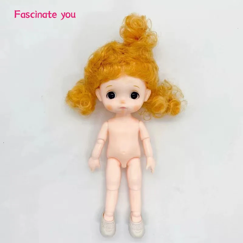 16cm BJD Doll 13 Movable Jointed Removable Neck Nude Body Dolls Cute Spotted Dimples Short Hair Doll for Girls Toys Fashion Gift