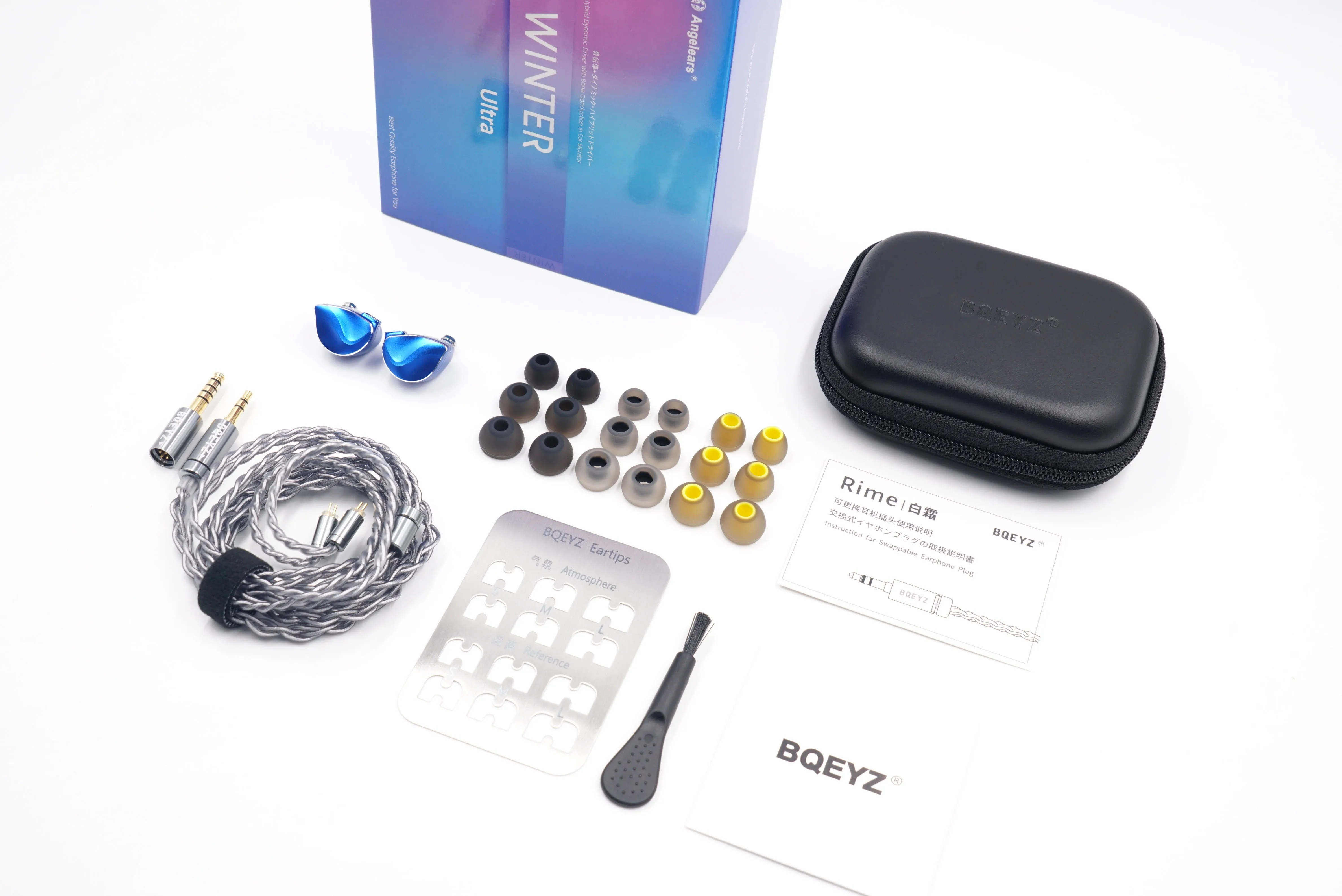 سماعات أذن شتوية فائقة داخل الأذن من angelear & BQEYZ سماعات أذن 1DD + 1BC عالية الدقة بسائق ديناميكي مع شاشة توصيل عظمة سماعات رأس سلكية