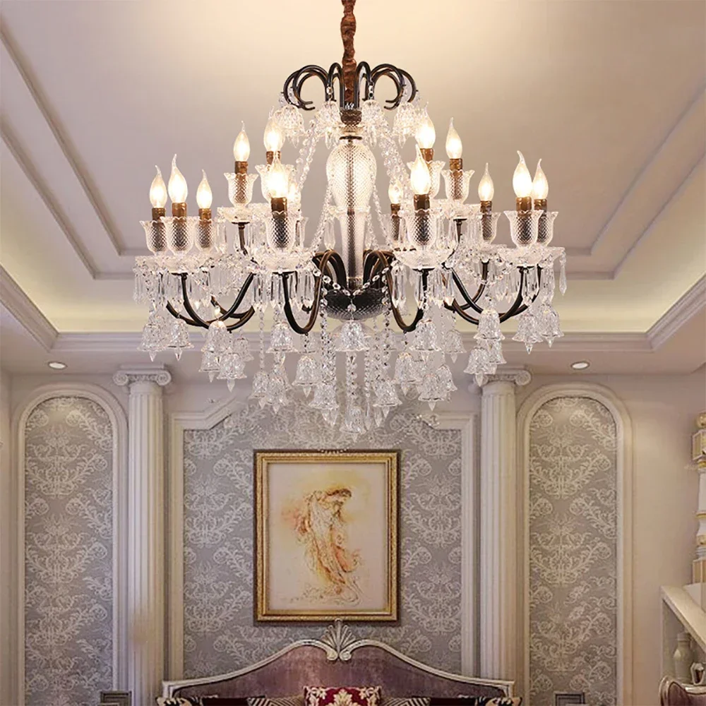 

VIOLET French Crystal Pendent Lamp European Luxury Living Room Restaurant Bedroom Villa Hotel Duplex Staircase LED Chandelier